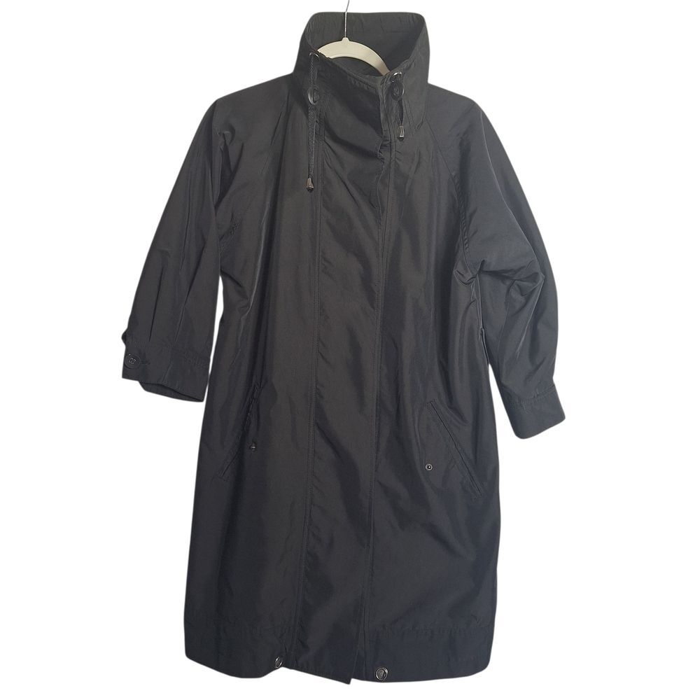 Kenneth Cole Black Trench Coat 3/4 Sleeve Fall Outerwear Small Womens
